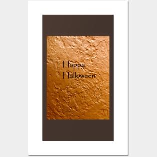 Happy Halloween in black on pumpkin orange painting Posters and Art